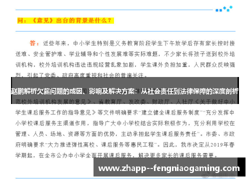 赵鹏解析欠薪问题的成因、影响及解决方案：从社会责任到法律保障的深度剖析